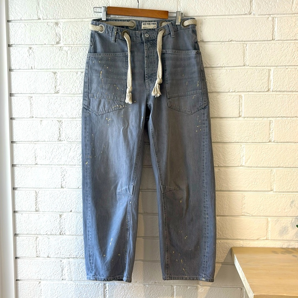 Free People Moxie Pull On Barrel Jeans Slouchy Size 25